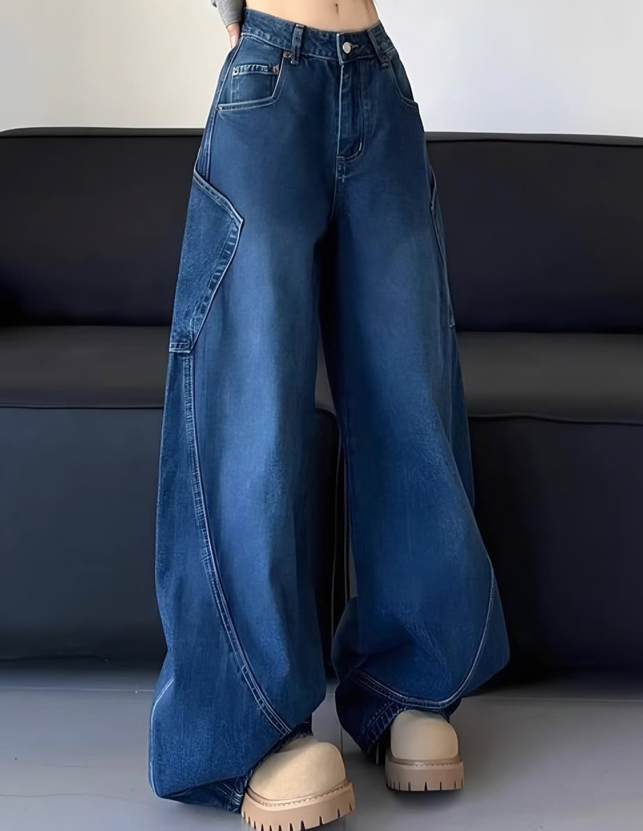 بنطرون جينز نسائي ازرق فاتح فضفاض