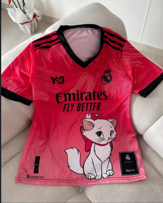 تيشيرت بناتي ريال مدريد وقطة لطيفة , قالب صغير