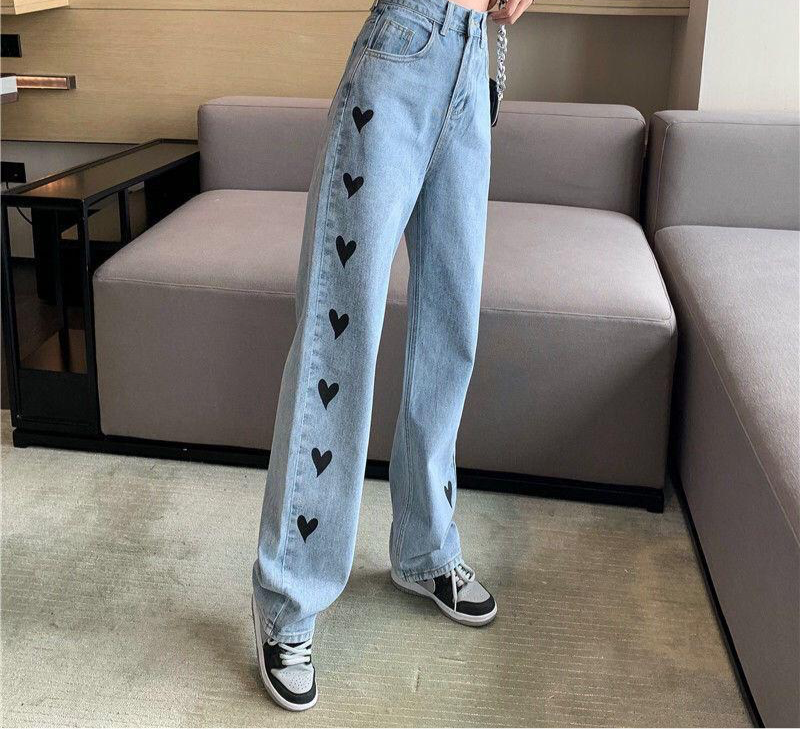 بنطرون جينز ثلجي قلب ,قالب طبيعي