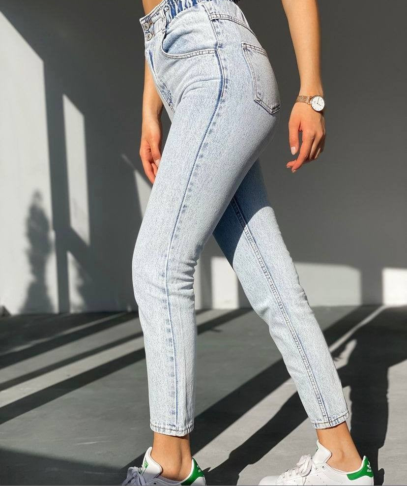 بنطرون ضيق خصر لاستيكة نسائي ثلجي , قالب طبيعي