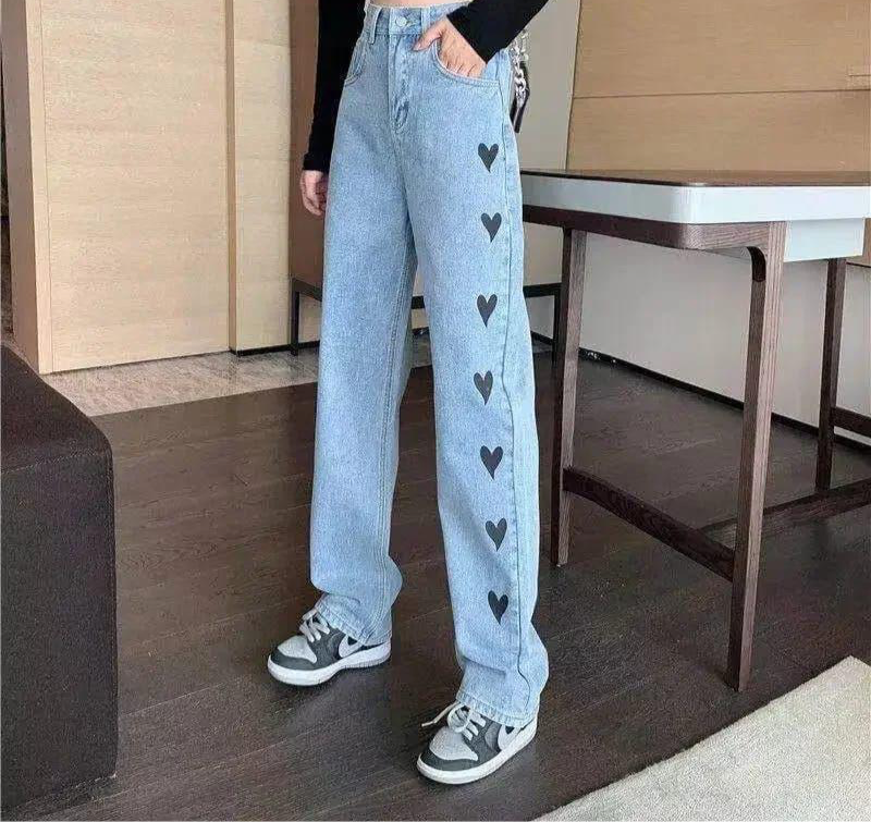 بنطرون جينز ثلجي قلب ,قالب طبيعي