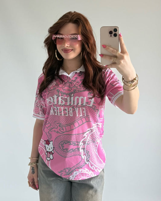 تيشيرت بناتي هيلو كيتي ريال مدريد وردي , قالب صغير