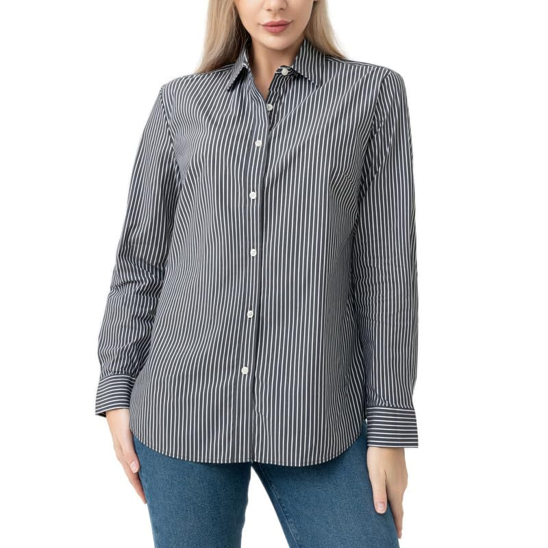 قميص نسائي مخطط اسود وابيض