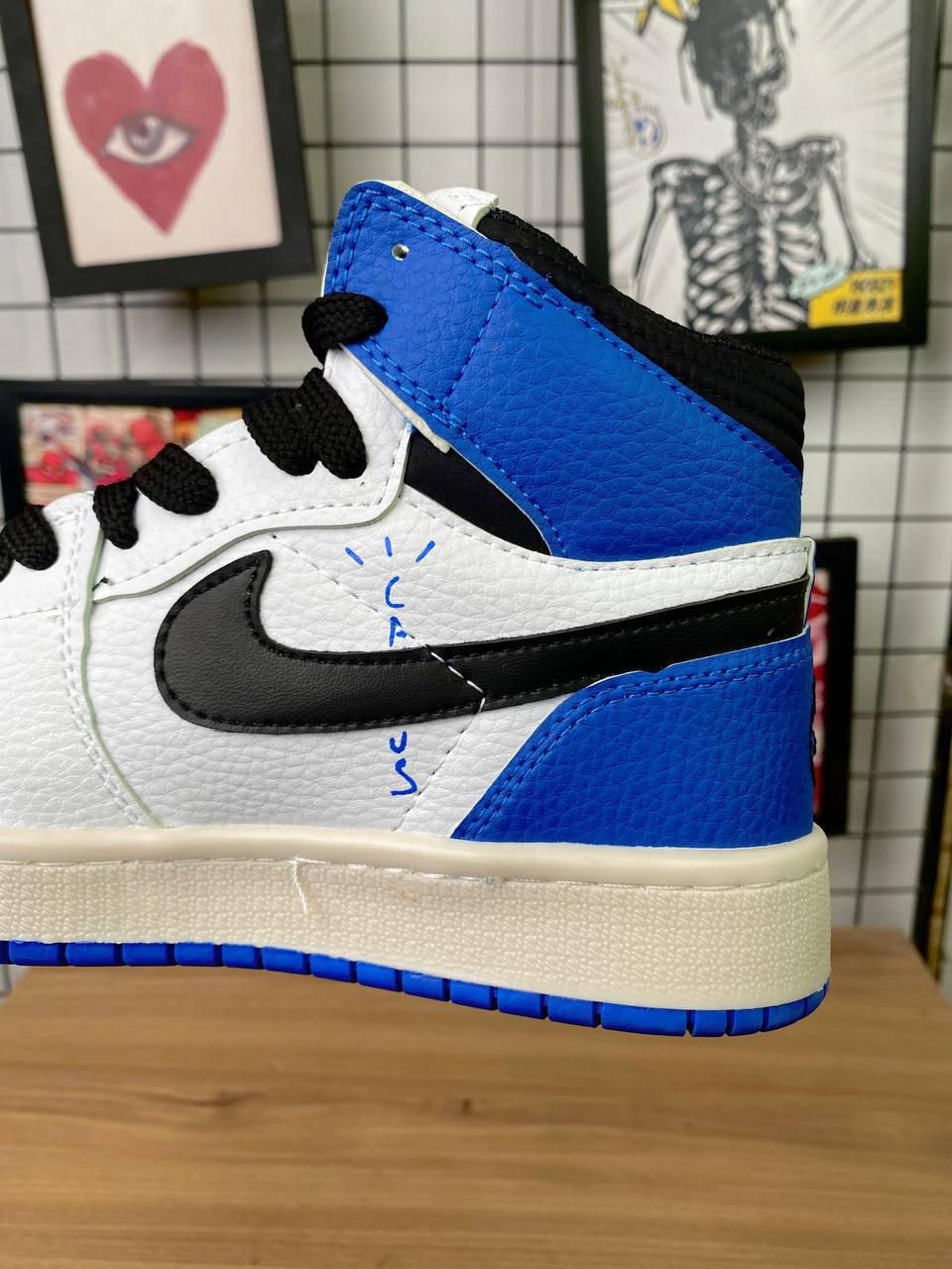 حذاء جوردن ترايفس سكوت عالي جلد ازرق ,قالب طبيعي