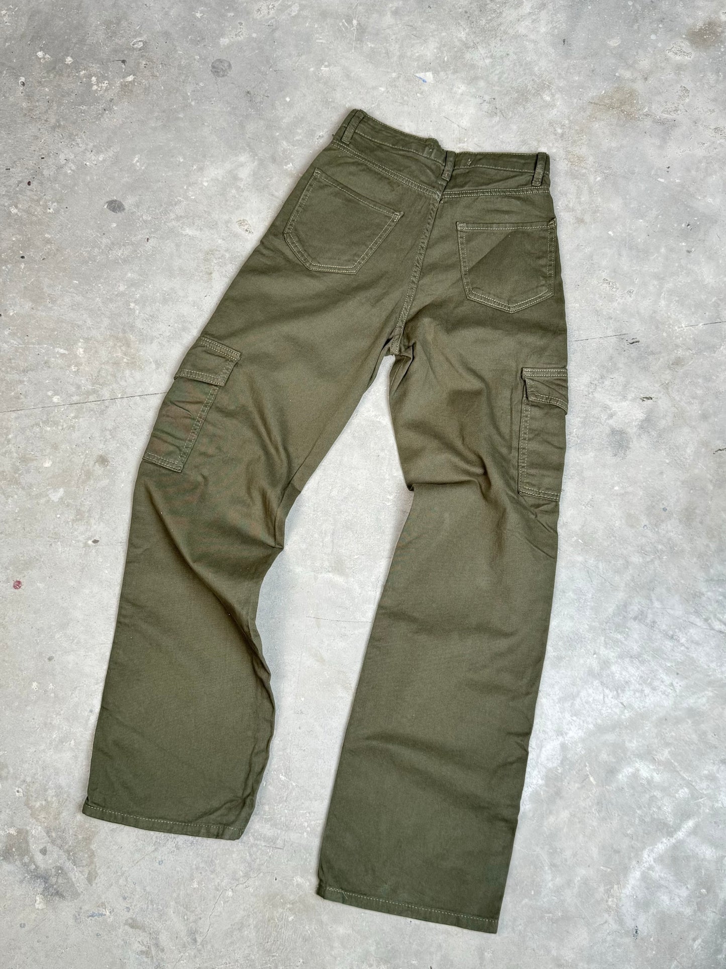 بنطرون كاركو زيتوني نسائي واسع جيب قلاب ,قالب طبيعي