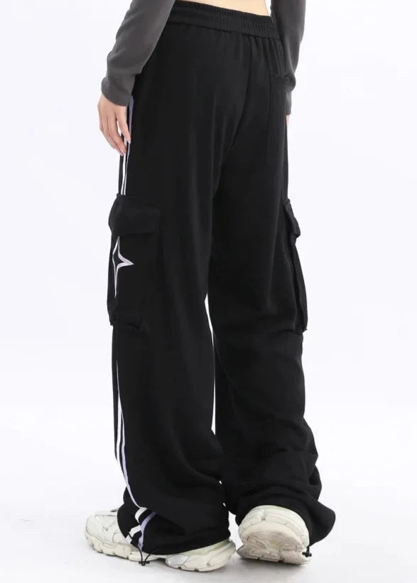 بجامة رياضية اسود نجمة على الجيب , كتان خفيف , قالب طبيعي