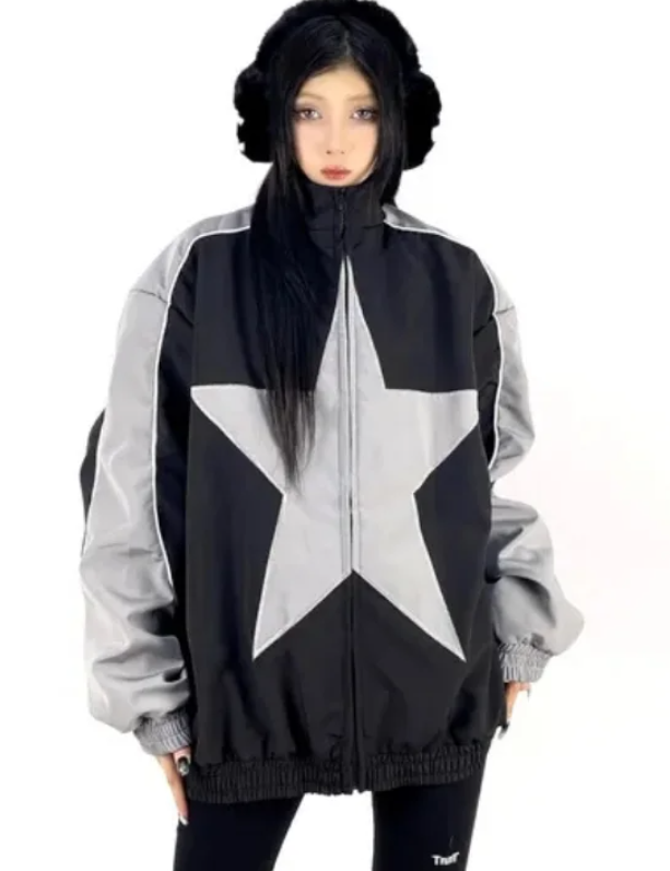 جاكيت نجمة اسود ورصاصي ,مطري خفيف