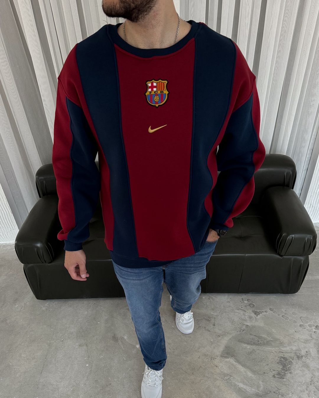 سويتر برشلونة احمر ونيلي نايك ,قالب كبير