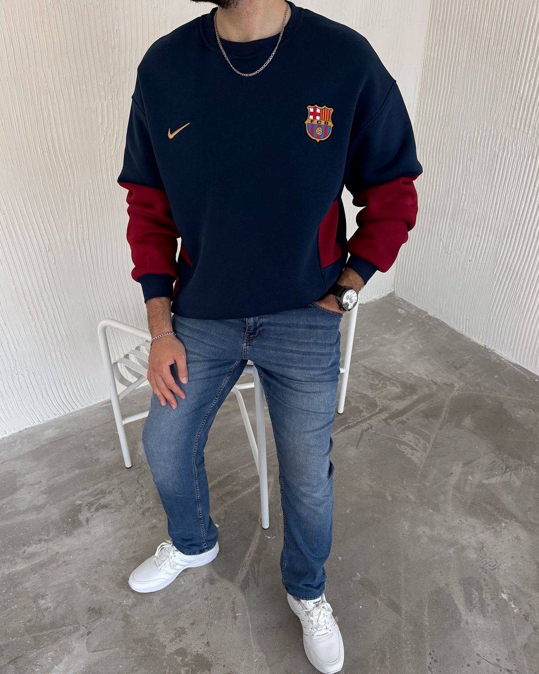 سويتر برشلونة نايك نيلي ,قالب كبير