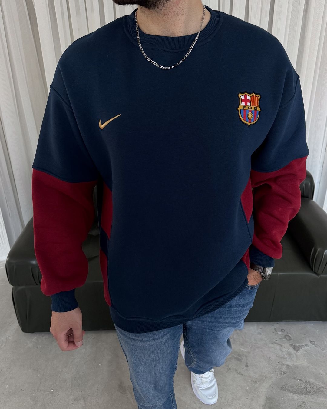 سويتر برشلونة نايك نيلي ,قالب كبير