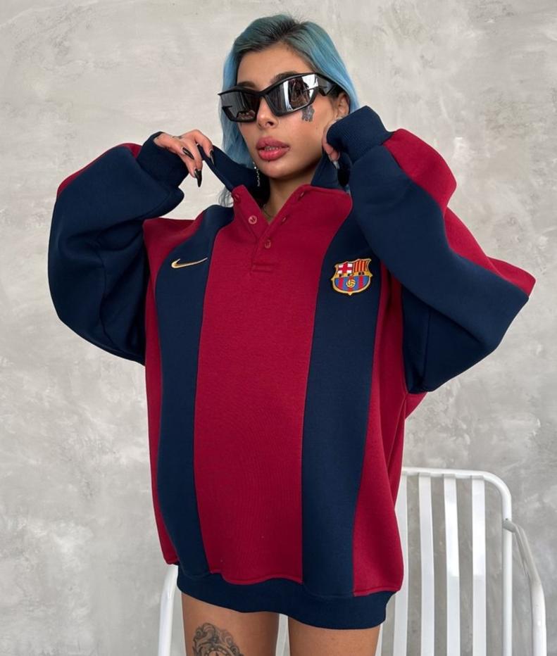 سويتر برشلونة ياخة احمر ونيلي , قالب كبير