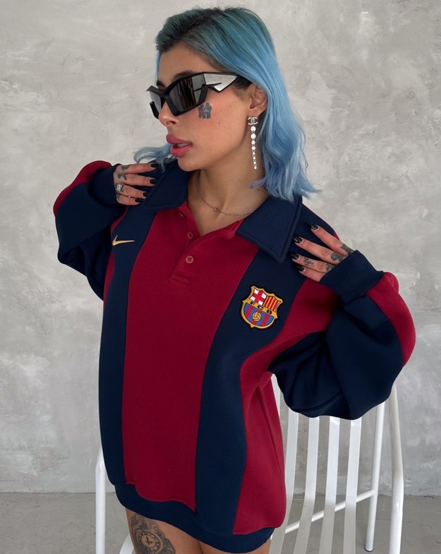 سويتر برشلونة ياخة احمر ونيلي , قالب كبير