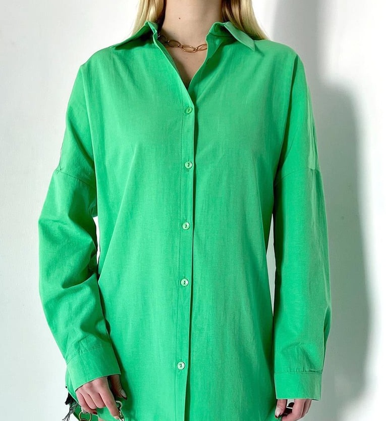 قميص نسائي سادة اخضر ,قالب طبيعي✅