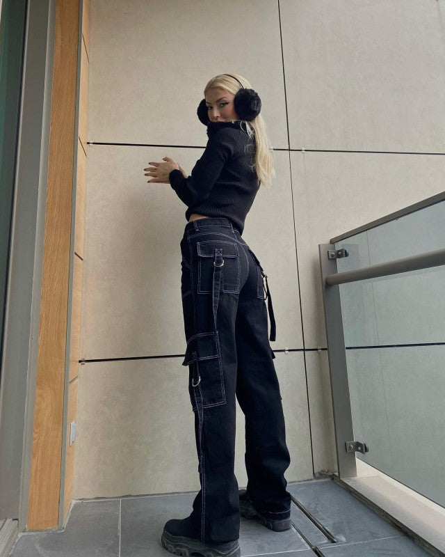 بنطرون حزام فضفاض واسع نسائي