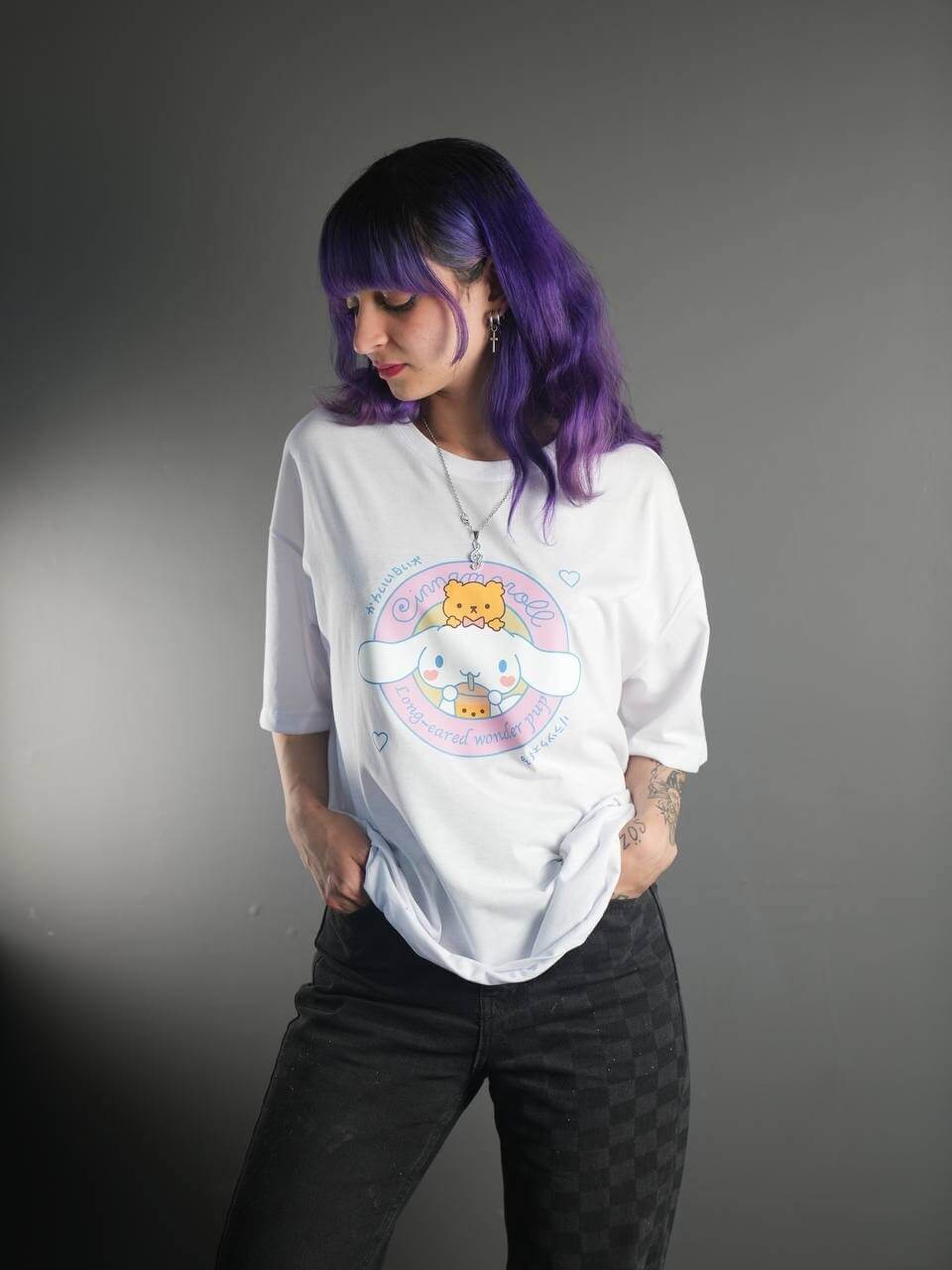 تيشرت Sanrio Cinnamoroll بنفسجي رجالي نسائي