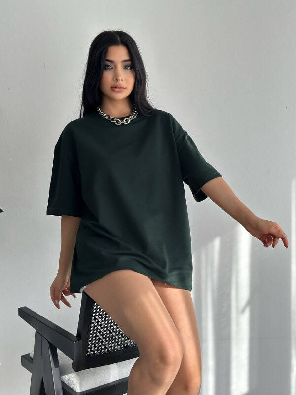 تيشرت اخضر طوخ ساده رجالي نسائي