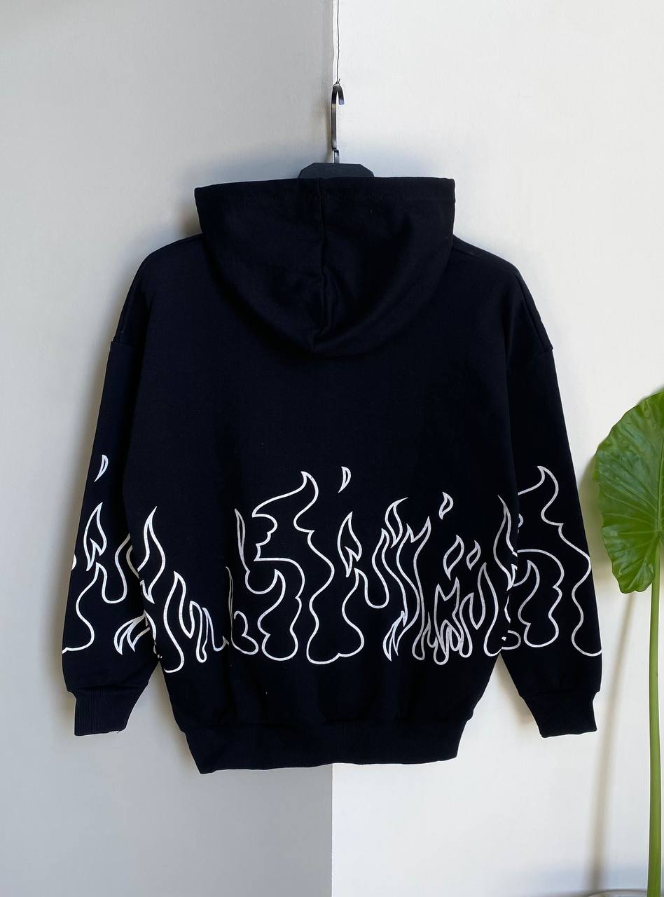 هودي لهب النار لون اسود