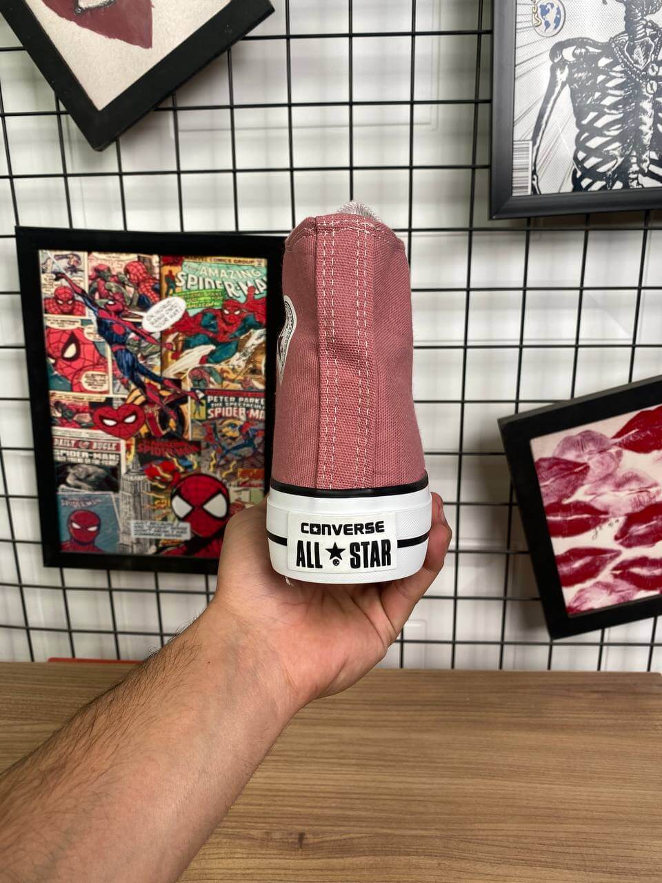 حذاء كونفرس كعب عالي وردي ,قالب طبيعي (القياسات بين 36>40)