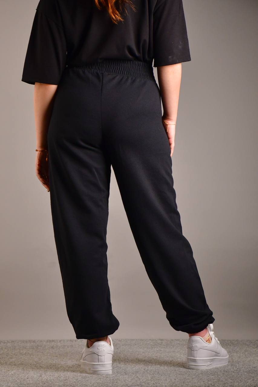 بجامة بووم لاستيكة اسود , قالب طبيعي ✅