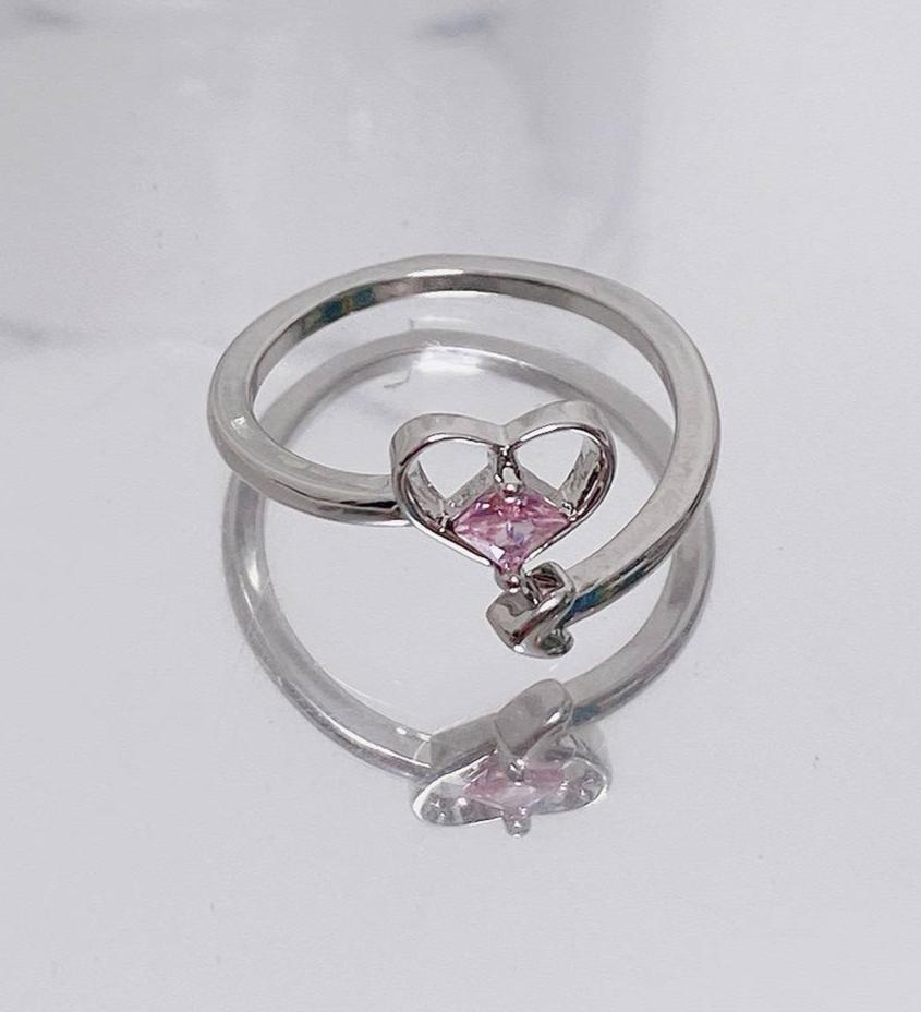 محبس قلب وردي زاركون , قابل للتكبير والتصغير