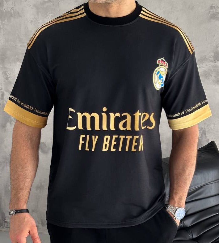 تيشيرت ريال مدريد باشرطة ذهبية ,قالب كبير