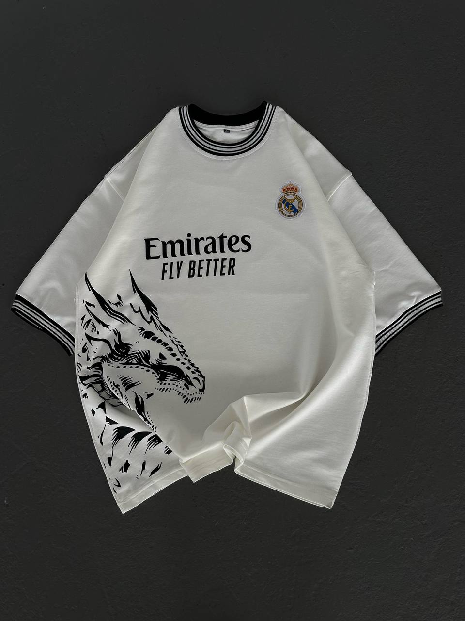 تيشيرت ريال مدريد مخطط من الياخة والردن ,قالب كبير