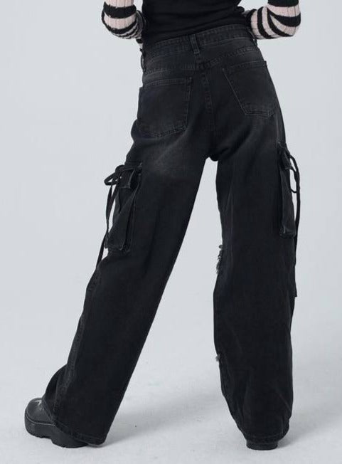 بنطرون كاركو جينز اسود بنجمة منفصلة ,قالب طبيعي