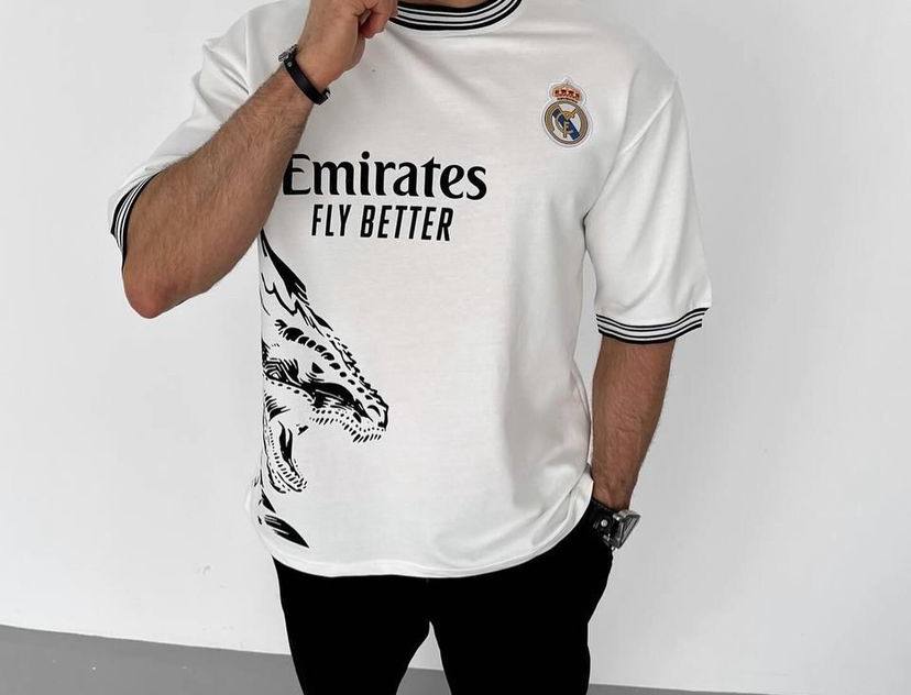 تيشيرت ريال مدريد مخطط من الياخة والردن ,قالب كبير