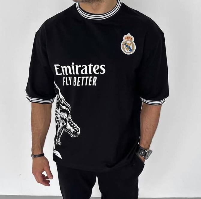 تيشيرت ريال مدريد مخطط من الياخة والردن ,قالب كبير