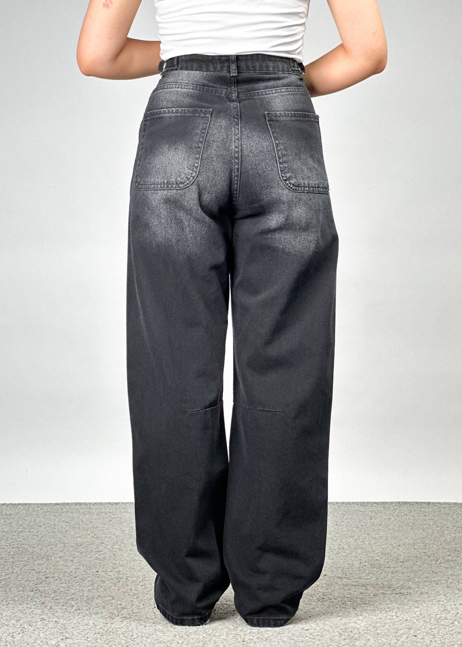 بنطرون جينز اسود حزام من الخصر نسائي ,قالب طبيعي