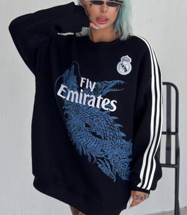 سويتر ريال مدريد والتنين لون اسود ,قالب كبير