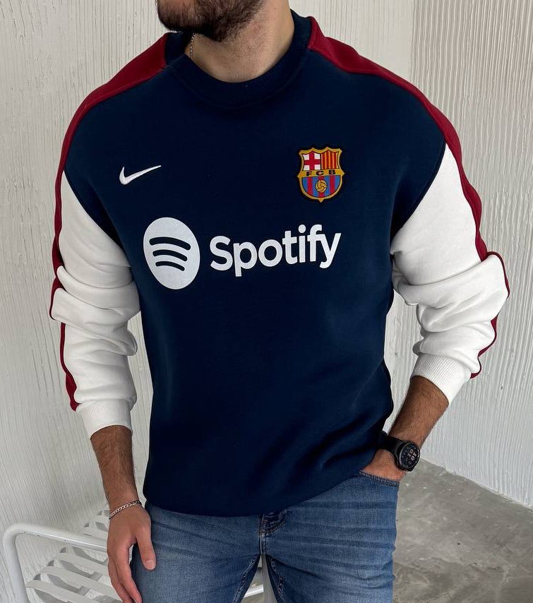 سويتر برشلونة نايك نيلي ردن ابيض ,قالب كبير