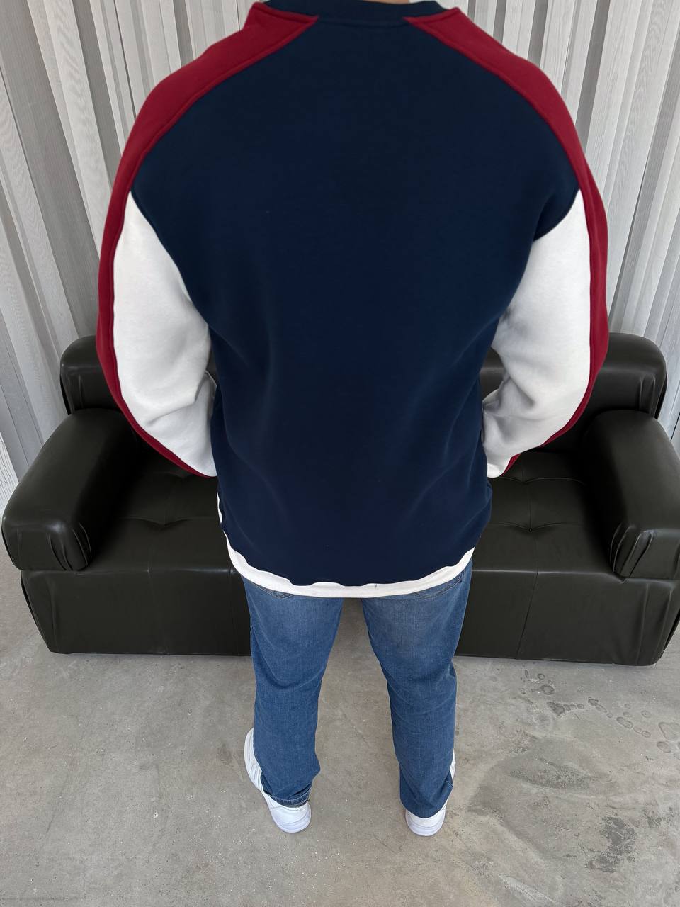 سويتر برشلونة نايك نيلي ردن ابيض ,قالب كبير