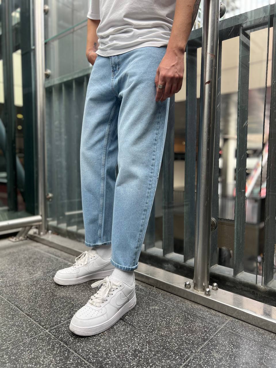 بنطرون جينز رجالي ثلجي , قالب طبيعي