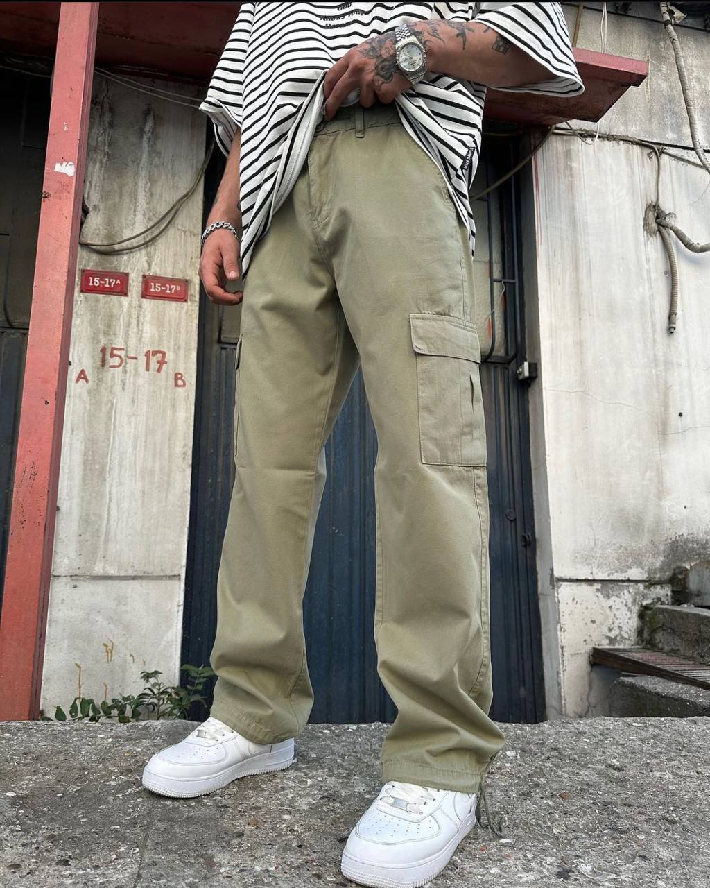 بنطرون جينز كاركو رجالي زيتوني , قالب طبيعي