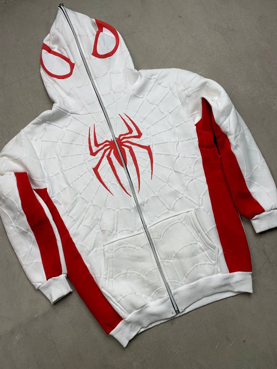 جاكيت كبوس قناع سبايدر مان ابيض واحمر✅