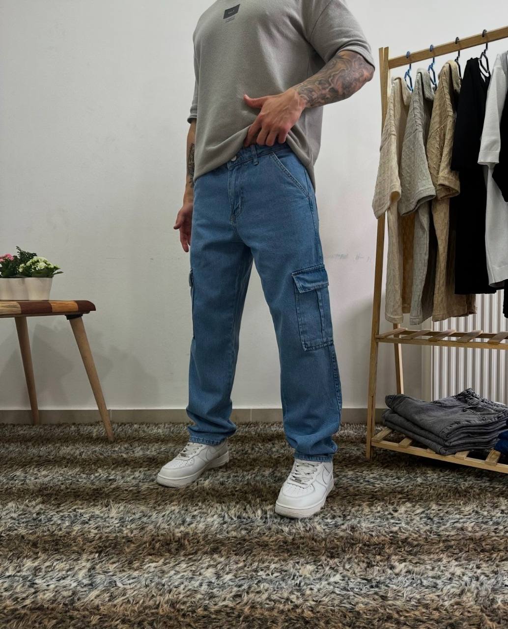 بنطرون كاركو رجالي ازرق , قالب طبيعي