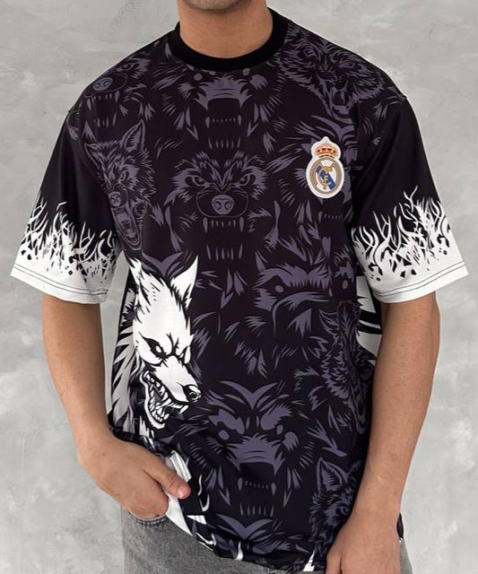 تيشيرت ريال مدريد ذئب اسود , قالب كبير