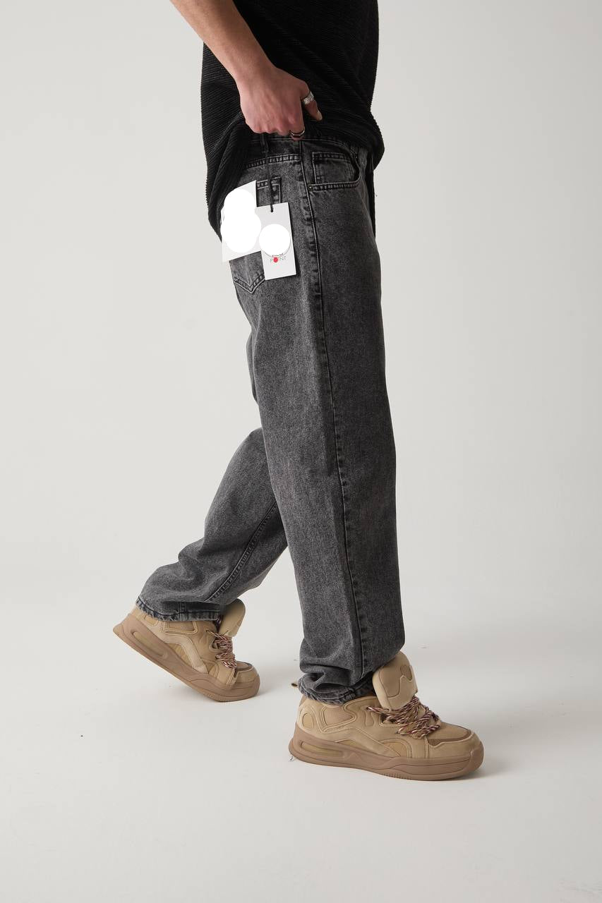 بنطرون جينز رجالي رصاصي غامق , قالب طبيعي