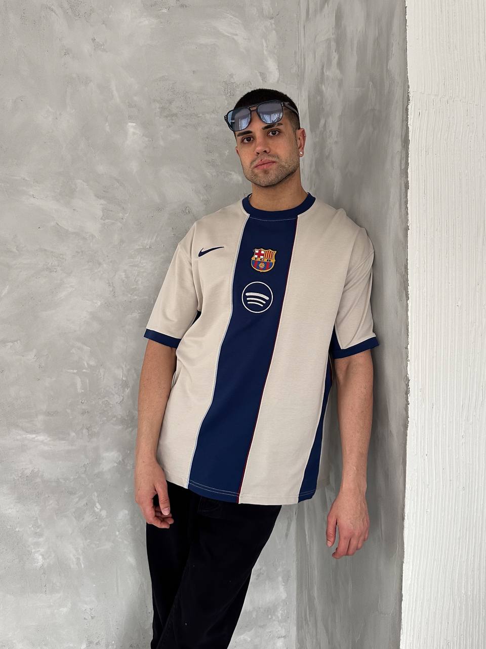 تيشيرت برشلونة نايك خط نيلي , قالب كبير