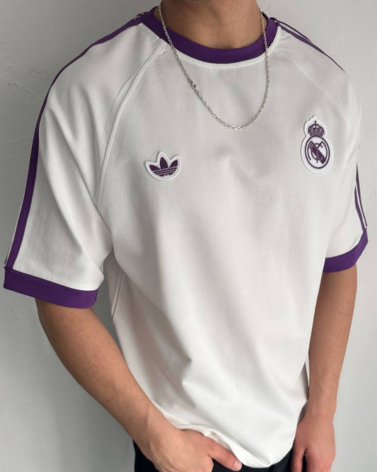 تيشيرت ريال مدريد خطوط اديداس ابيض , قالب كبير