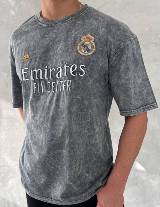 تيشيرت حجري ريال مدريد اديداس رصاصي , قالب كبير