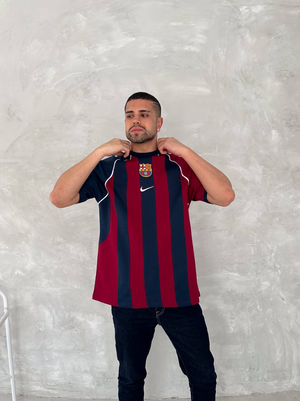 تيشيرت برشلونة نايك احمر وازرق , قالب كبير