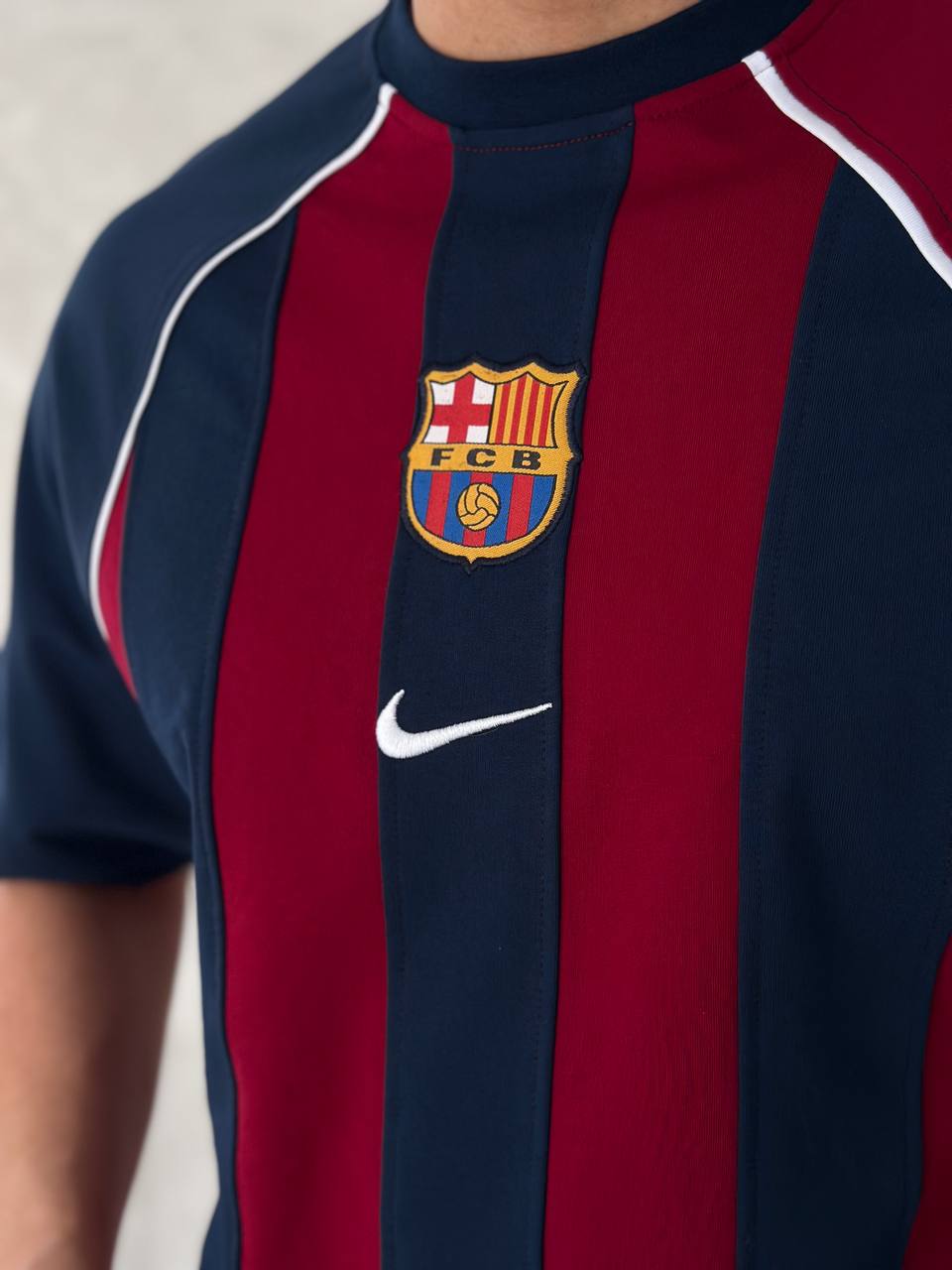 تيشيرت برشلونة نايك احمر وازرق , قالب كبير
