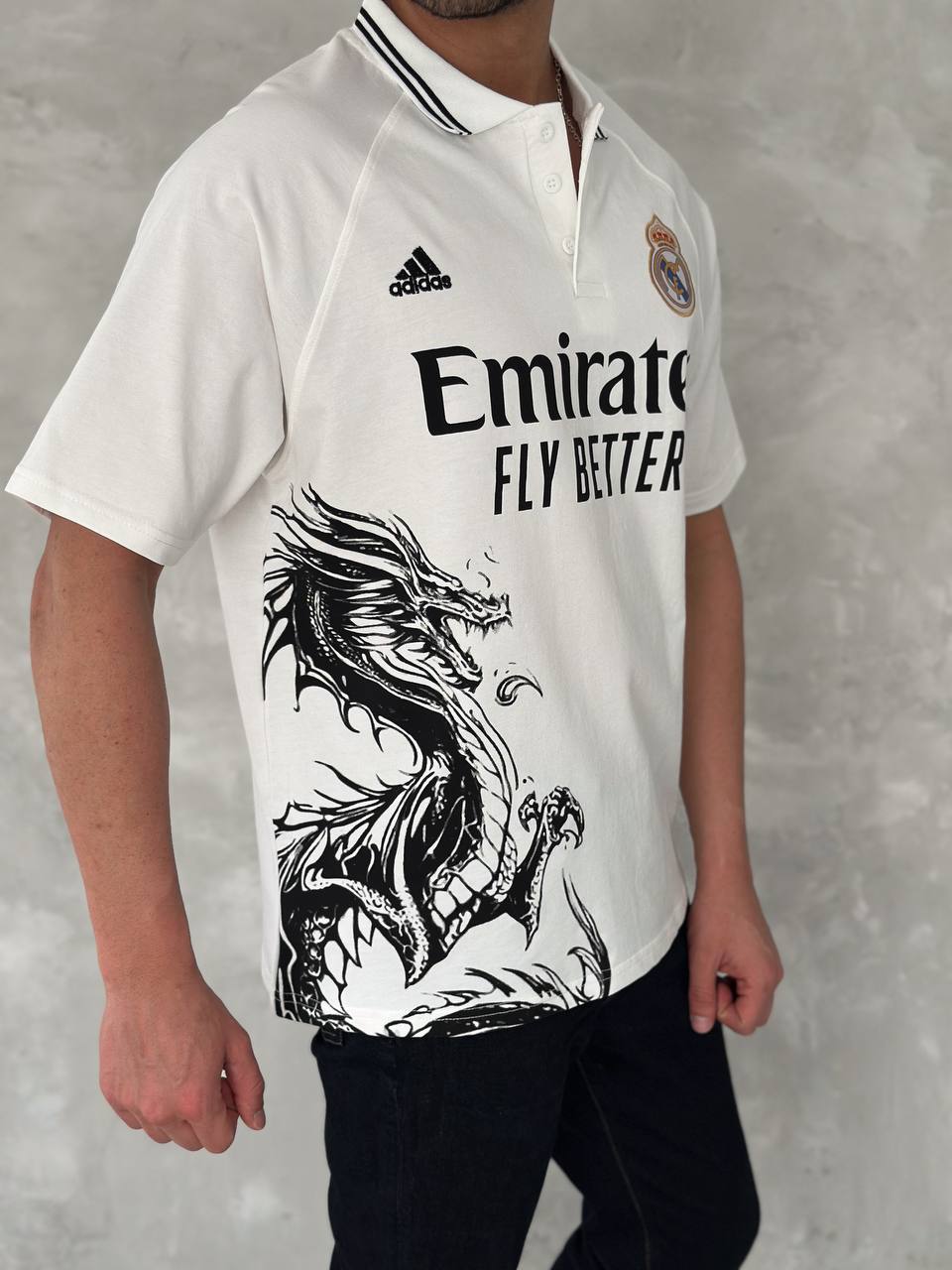تيشيرت ريال مدريد اديداس التنين ابيض , قالب كبير