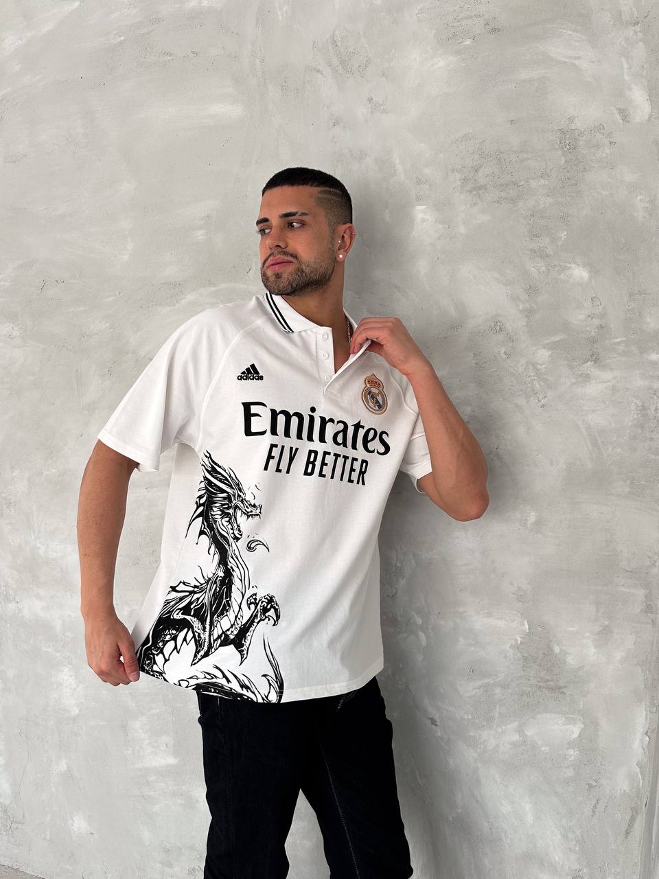 تيشيرت ريال مدريد اديداس التنين ابيض , قالب كبير
