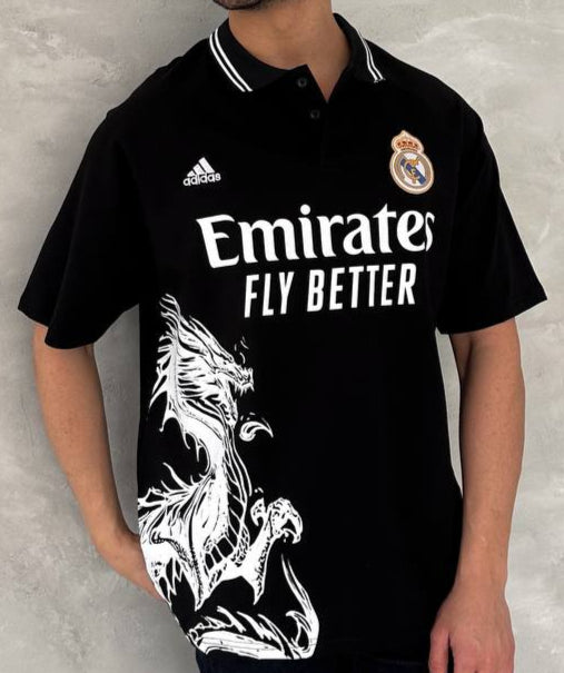 تيشيرت ريال مدريد اديداس التنين اسود , قالب كبير