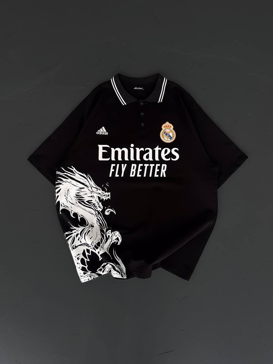 تيشيرت ريال مدريد اديداس التنين اسود , قالب كبير