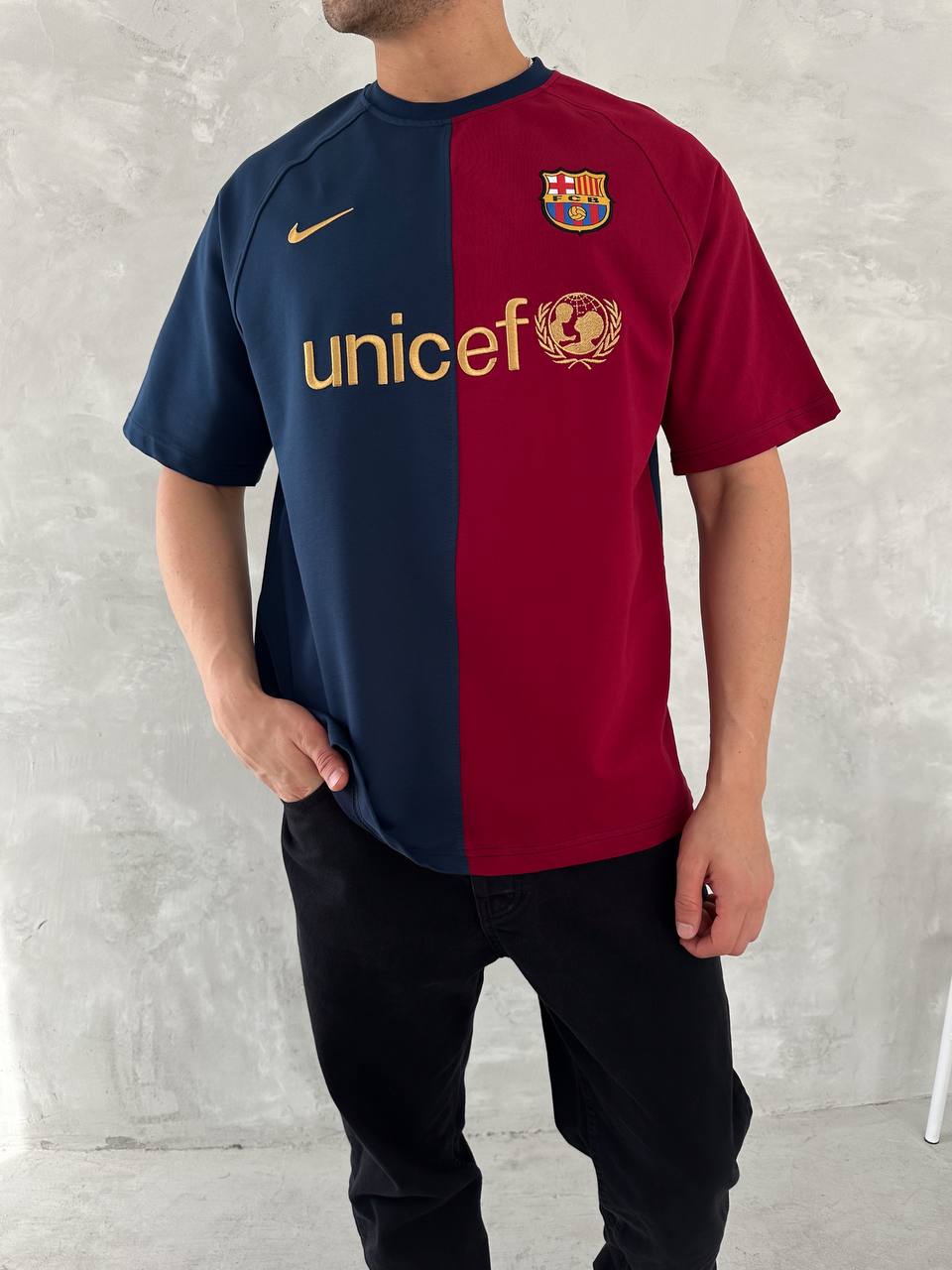 تيشيرت برشلونة نايك احمر و ازرق , قالب كبير