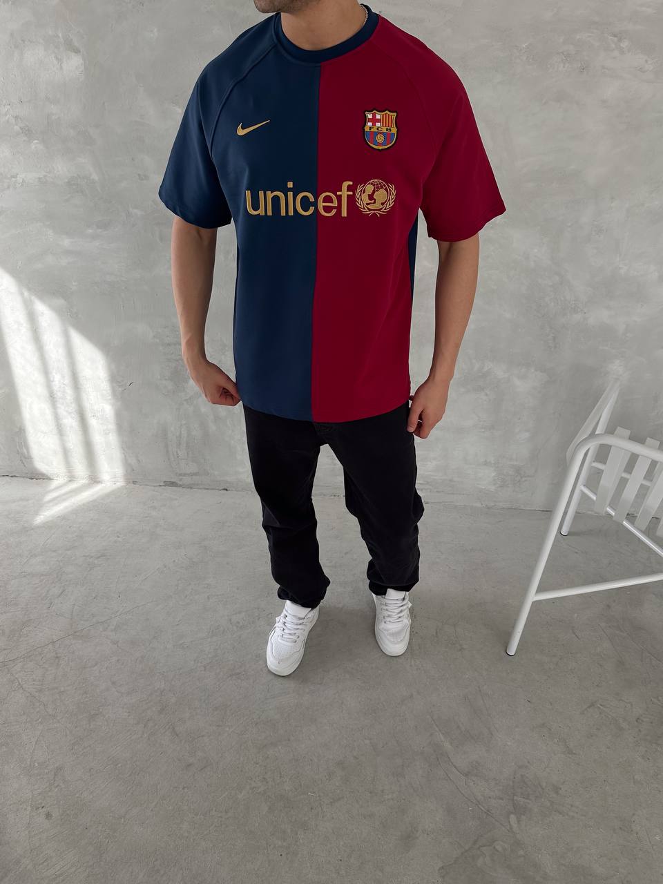 تيشيرت برشلونة نايك احمر و ازرق , قالب كبير